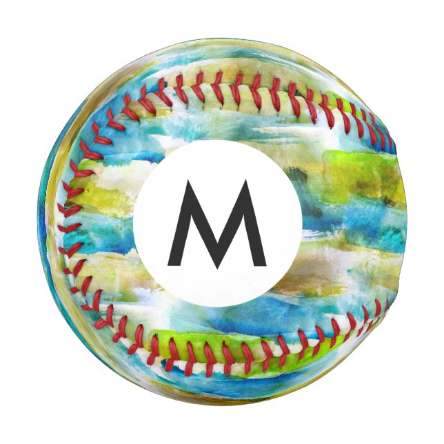 Aquarell abstrakt grün, blau baseball (Vorderseite Links)
