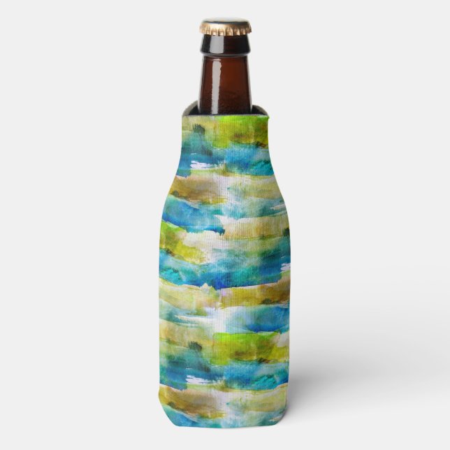 Aquarell abstrakt grün, blau flaschenkühler (Flaschenvorderseite)