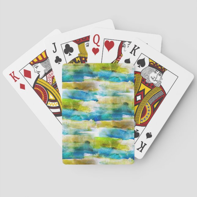 Aquarell abstrakt grün, blau spielkarten (Rückseite)
