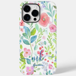 Aquarell-Abstrakte-Beeren-Farne-Blumen-Monogramm iPhone 14 Pro Max Hülle