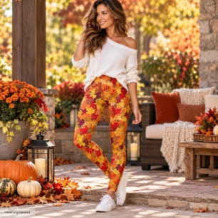 Aquarell-Abstrakte Herbstblätter - Vintage-Herbst Leggings