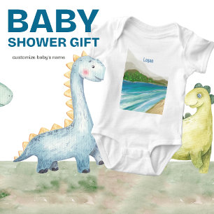 Aquarell-Abstrakte Ozeansicht Personalisierter Nam Baby Strampler