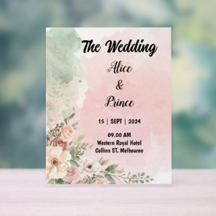 Aquarell-Acrylat-Einladung Hochzeit Acrylschild