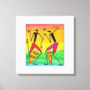 Aquarell, afrikanische Kunst, Phantastisch afrikan Leinwanddruck