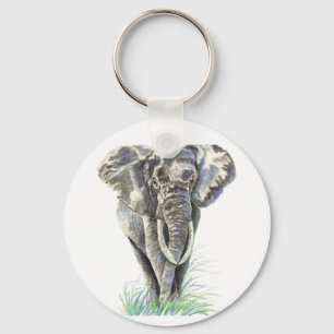 Aquarell-afrikanischer Elefant-Tiernatur-Kunst Schlüsselanhänger