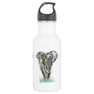 Aquarell-afrikanischer Elefant-Tiernatur-Kunst Trinkflasche