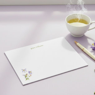 Aquarell-Akelei mit personalisiertem Kolibri Post-it Klebezettel