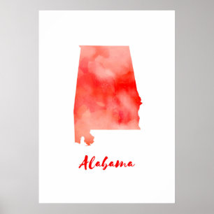 Aquarell Alabama Vereinigte Staaten Poster