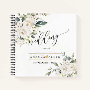 Aquarell Alabaster Rosen Elegante Hochzeit Notizbuch