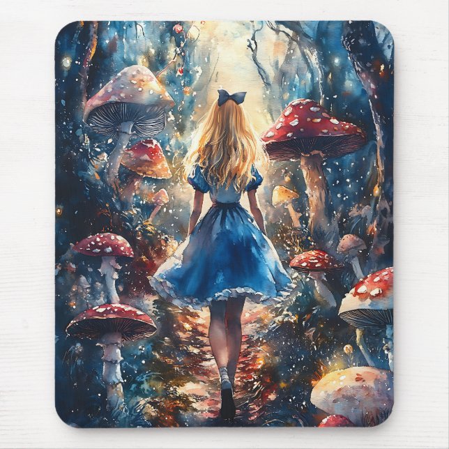 Aquarell Alice im Wunderland Mousepad (Vorne)