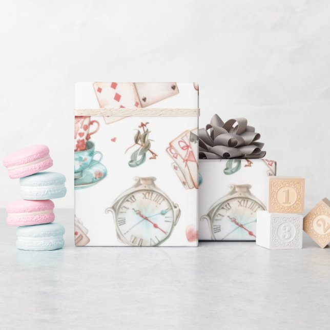 Aquarell-Alice-Muster  Geschenkpapier (Babyparty)