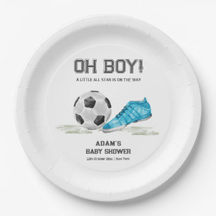 Aquarell-All-Star-Fußball-Sport-Junge-Baby-Party Pappteller