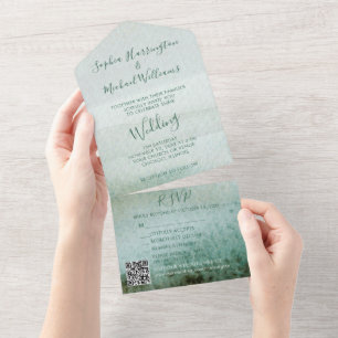 Aquarell Alles-in-Einem Hochzeitseinladung Casual  All In One Einladung