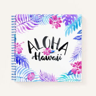 Aquarell Aloha Hawaii Tropical   Notebook Notizbuch