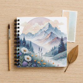 Aquarell Alp Landschaft mit Wildblumen Notizbuch