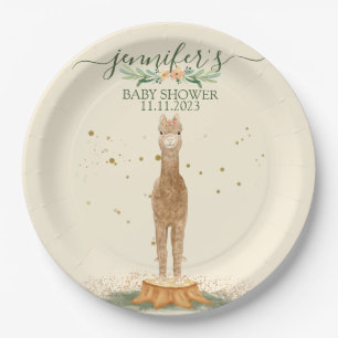 Aquarell-Alpaka-Baby-Shower-Party Pappteller