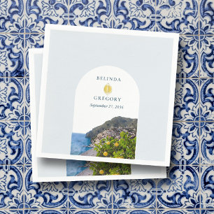 Aquarell Amalfi-Küste Bogen Italien Zitronen Hochz Serviette