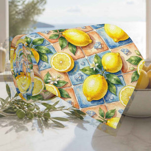 Aquarell Amalfi Zitrone Mittelmeer Diamanten Krawatte