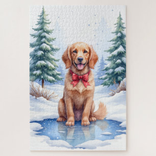 Aquarell American Water Spaniel Gefrorener Teich