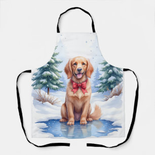 Aquarell American Water Spaniel Gefrorener Teich Schürze