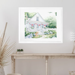 Aquarell Americana Patriotic Country Hütte Poster