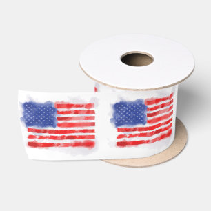 Aquarell-amerikanische Flagge für Veterane und Satinband