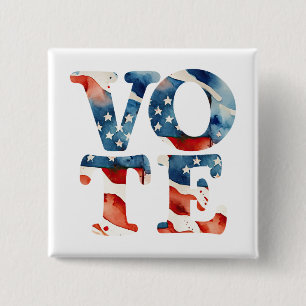 Aquarell-amerikanische Flagge Wahl Wähler Wahlrech Button