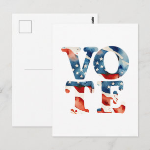 Aquarell-amerikanische Flagge Wahl Wähler Wahlrech Postkarte
