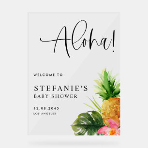 Aquarell-Ananas-Aloha-Baby-Shower-Willkommen Acrylschild