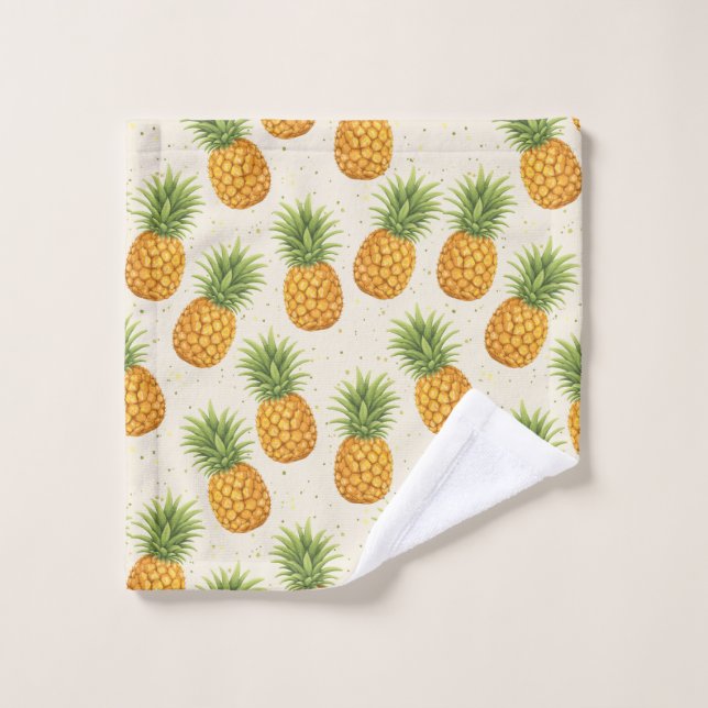 Aquarell-Ananas Badhandtuch Set (Waschlappen)