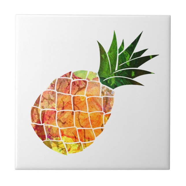 Aquarell-Ananas Fliese (Vorderseite)