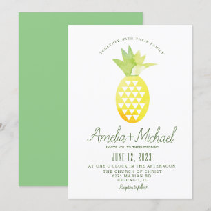 Aquarell-Ananas Geometrische Tropische Hochzeit Einladung