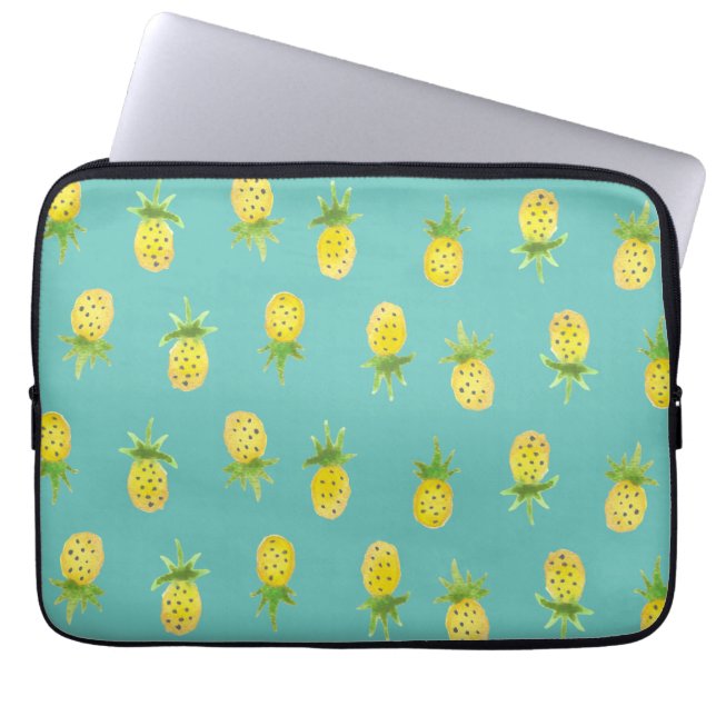 Aquarell-Ananas-Muster 13" Laptop-Hülse Laptopschutzhülle (Vorderseite)