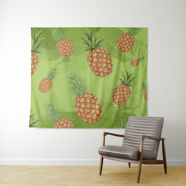 Aquarell-Ananas-Muster 4 Wandteppich (Beispiel (Horizontal))