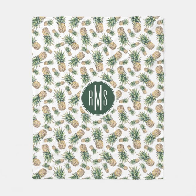 Aquarell-Ananas-Muster Fleecedecke (Vorderseite)