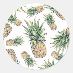 Aquarell-Ananas-Muster Runder Aufkleber