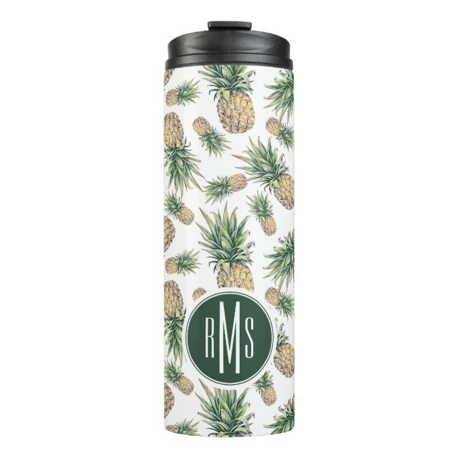 Aquarell-Ananas-Muster Thermosbecher (Vorderseite)