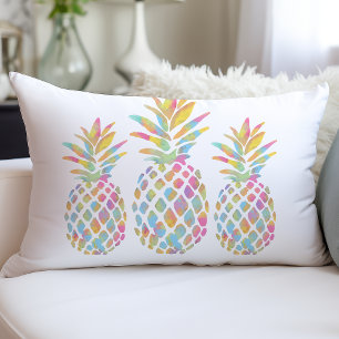 Aquarell-Ananas-Trio Tropischer Regenbogen Lendenkissen