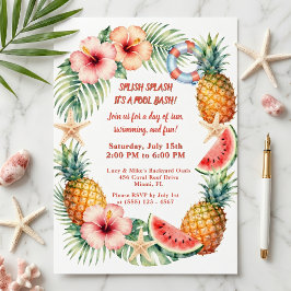Aquarell-Ananas-Tropisches-Sommerpool-Party Einladung