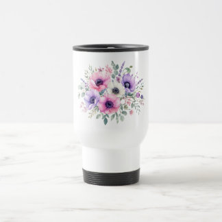 Aquarell-Anemonen-Blumen-Blumentasse für Reisende Reisebecher