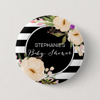 Aquarell-Anemonen-Blüten-Babyparty-Knopf Button