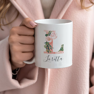 Aquarell-Anfangsbuchstaben-Tasse - L Kaffeetasse