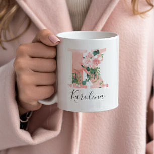 Aquarell-Anfangstuch mit Blumenmotiv - K Kaffeetasse