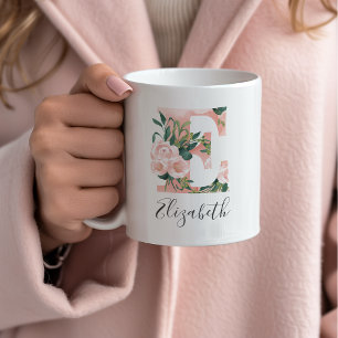 Aquarell-Anfangstuch mit floralem Muster - E Kaffeetasse