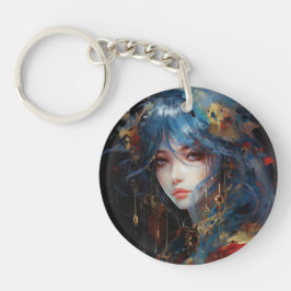 Aquarell Anime Prinzessin Schlüsselanhänger
