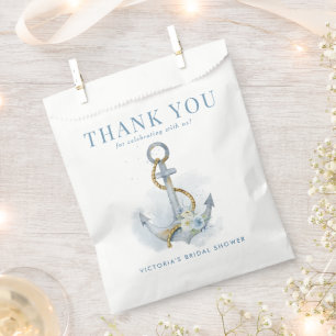Aquarell-Anker Blau Weiße Florale Brautparty Geschenktütchen