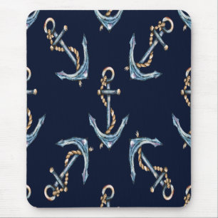Aquarell-Anker Marineblau Mousepad