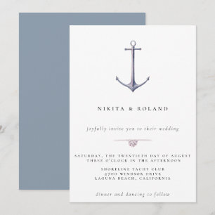 Aquarell-Anker-nautische Hochzeitseinladung Ankündigung