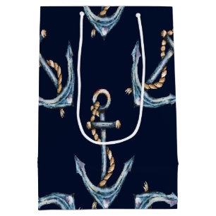 Aquarell-Anker Navyblau     Mittlere Geschenktüte