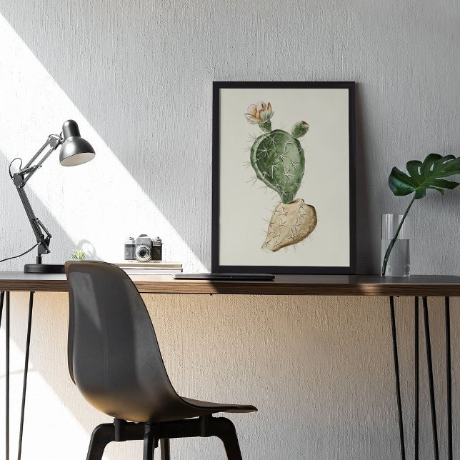Aquarell Antikes Botanisches Kaktus Druckposter Poster (Watercolor Antique Botanical Cactus Print Poster)